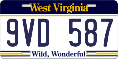WV license plate 9VD587
