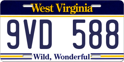WV license plate 9VD588
