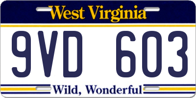 WV license plate 9VD603