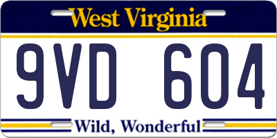 WV license plate 9VD604