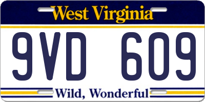 WV license plate 9VD609