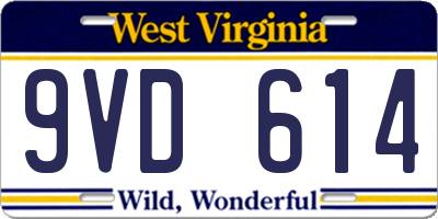 WV license plate 9VD614
