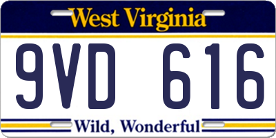 WV license plate 9VD616