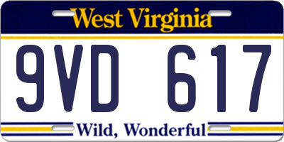 WV license plate 9VD617