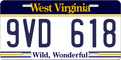 WV license plate 9VD618