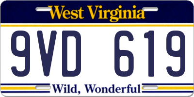 WV license plate 9VD619