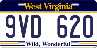 WV license plate 9VD620