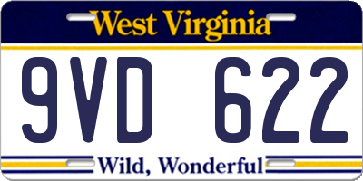 WV license plate 9VD622