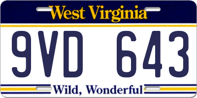 WV license plate 9VD643
