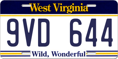 WV license plate 9VD644