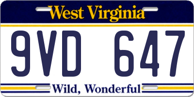 WV license plate 9VD647