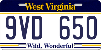 WV license plate 9VD650