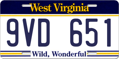WV license plate 9VD651