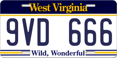 WV license plate 9VD666