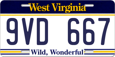 WV license plate 9VD667