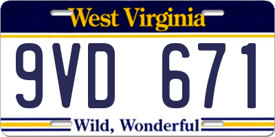 WV license plate 9VD671