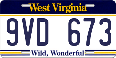 WV license plate 9VD673