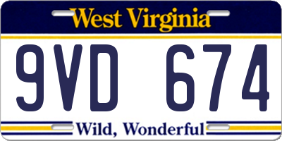 WV license plate 9VD674