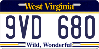 WV license plate 9VD680