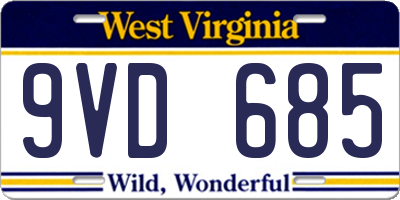 WV license plate 9VD685