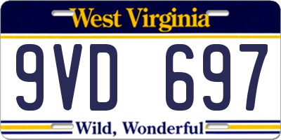 WV license plate 9VD697