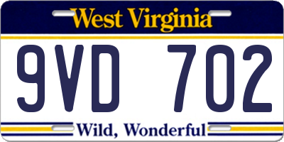 WV license plate 9VD702