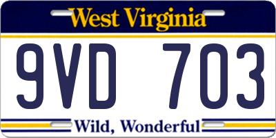 WV license plate 9VD703