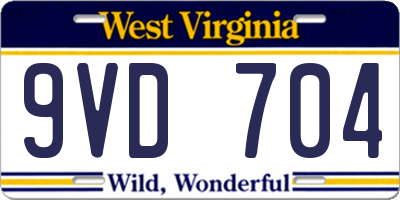 WV license plate 9VD704