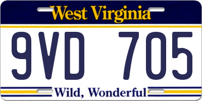 WV license plate 9VD705