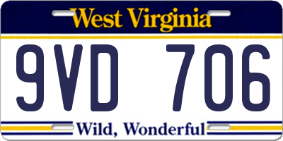 WV license plate 9VD706