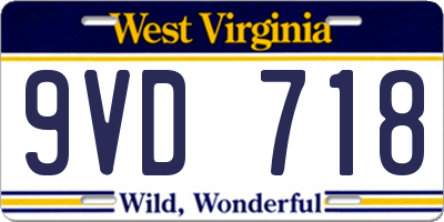 WV license plate 9VD718