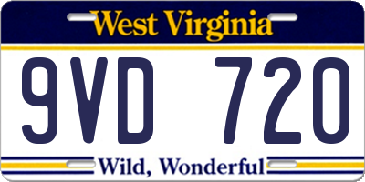 WV license plate 9VD720