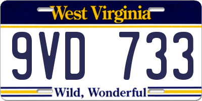 WV license plate 9VD733