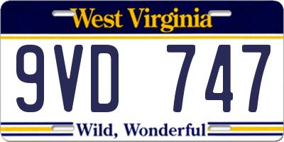 WV license plate 9VD747