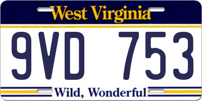 WV license plate 9VD753