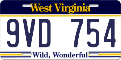 WV license plate 9VD754