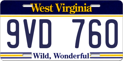 WV license plate 9VD760
