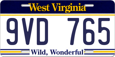 WV license plate 9VD765