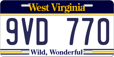 WV license plate 9VD770