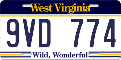 WV license plate 9VD774