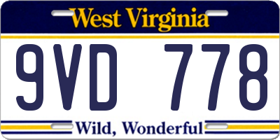 WV license plate 9VD778