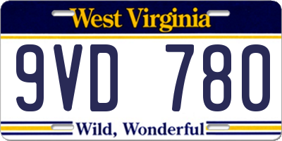 WV license plate 9VD780