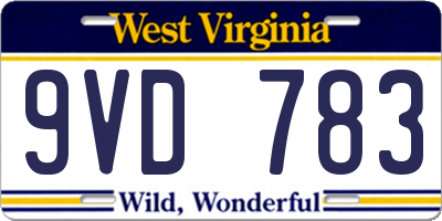 WV license plate 9VD783