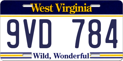 WV license plate 9VD784