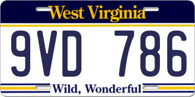 WV license plate 9VD786