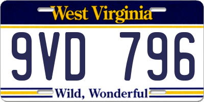 WV license plate 9VD796