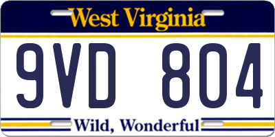WV license plate 9VD804