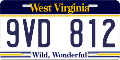 WV license plate 9VD812