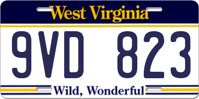 WV license plate 9VD823