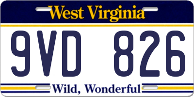 WV license plate 9VD826